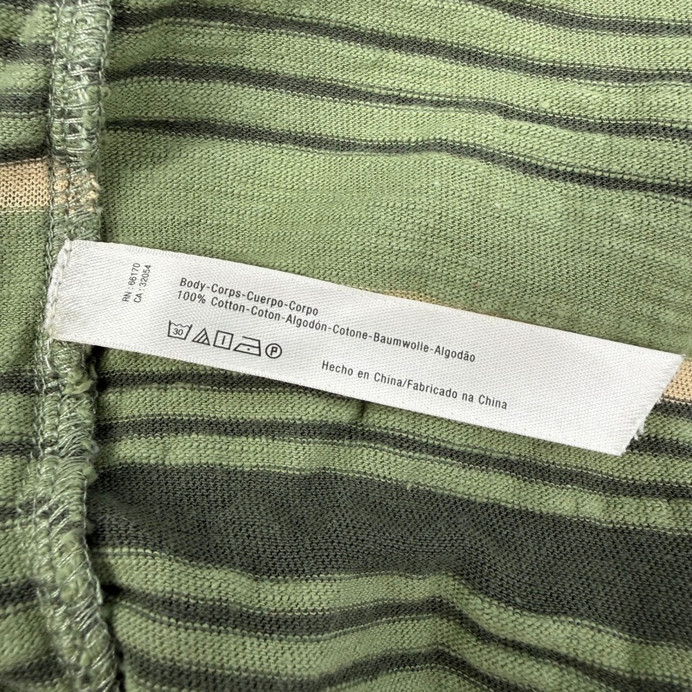 FREE PEOPLE BEACH Breaker Medium Top Green Striped V-Neck High Low Boho Vacation - Picture 5 of 16